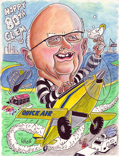 full colour large caricature of Clem